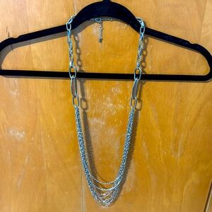 Silver Multi-Strand Necklace with Layered Chains